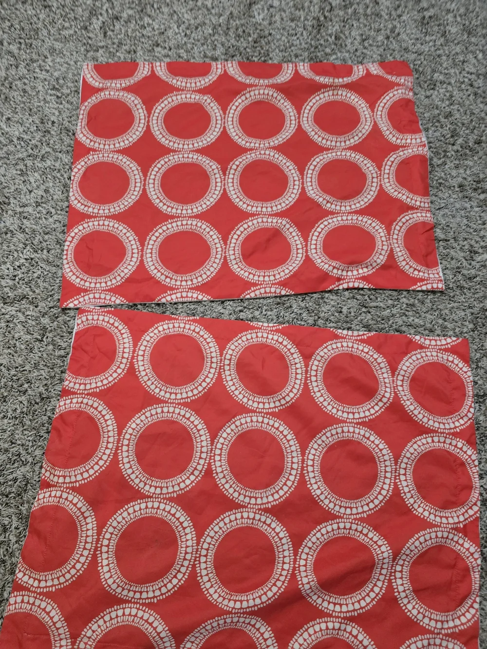 Orange Decorative Pillow Sham Pair with White Circle Print